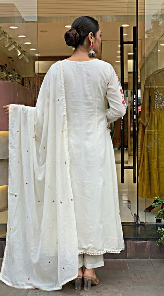 Designer Chanderi Silk Kurta Pant Set