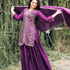 Chinon With Heavy Embroidery Work Suit