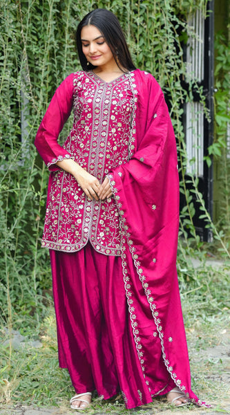 Chinon With Heavy Embroidery Work Suit