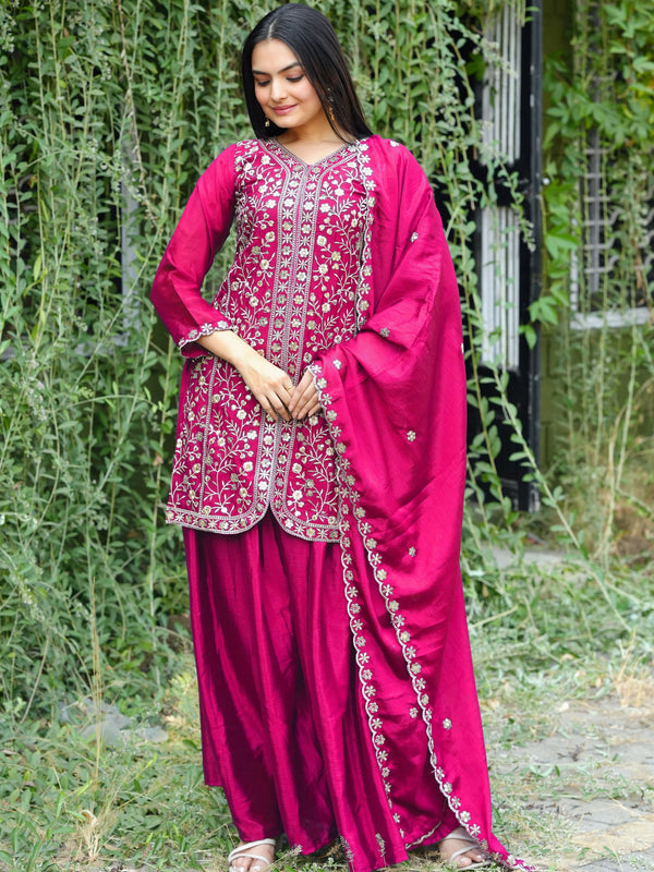 Chinon With Heavy Embroidery Work Suit