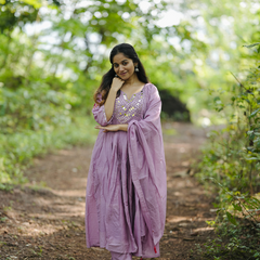 Chanderi Silk Suit Set With Real Mirror Style