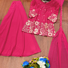 Fox Georgette Embroidery plazo suit