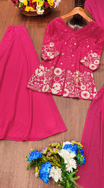 Fox Georgette Embroidery plazo suit