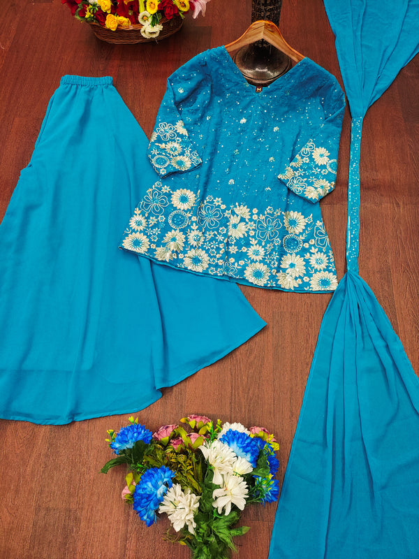 Fox Georgette Embroidery plazo suit