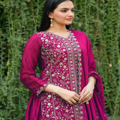 Chinon With Heavy Embroidery Work Suit