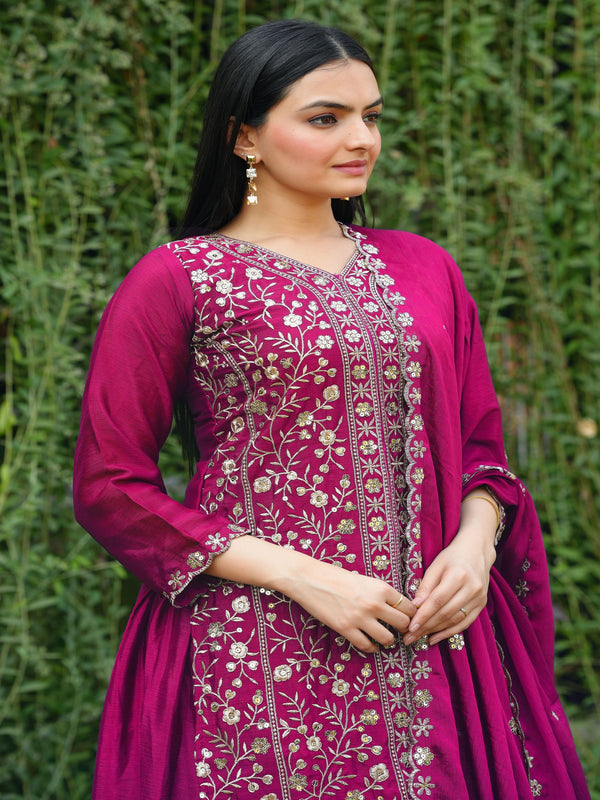 Chinon With Heavy Embroidery Work Suit