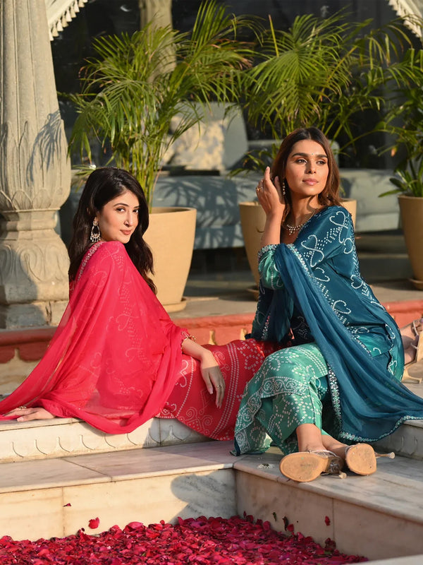 Bandhani Printed Dresses Set with Dupatta