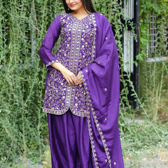 Chinon With Heavy Embroidery Work Suit