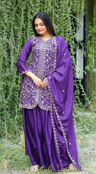Chinon With Heavy Embroidery Work Suit