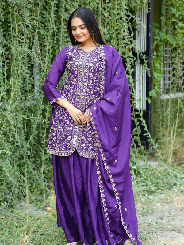 Chinon With Heavy Embroidery Work Suit