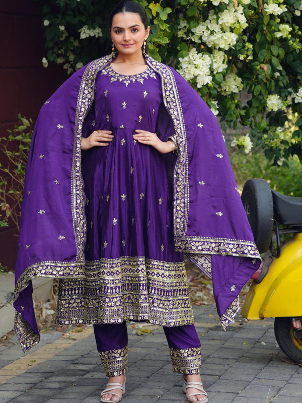 Chinon Gown with Heavy Sequence Embroidery