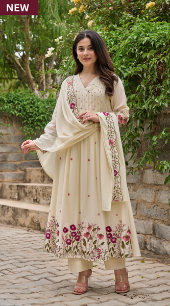 Chanderi Silk Handwork Kurta Set