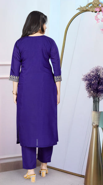 Royal Blue Embroidered Ethnic Dresses