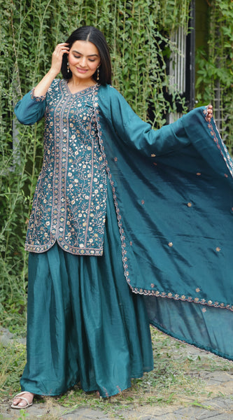 Chinon With Heavy Embroidery Work Suit