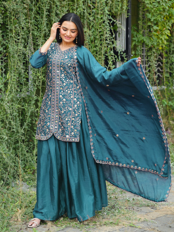 Chinon With Heavy Embroidery Work Suit