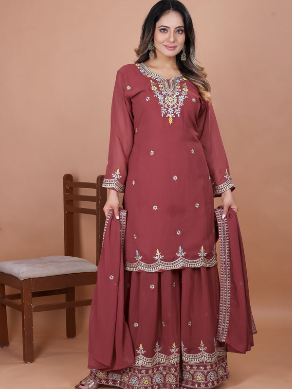Fox Georgette Coding Sequence Sharara suit