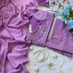 Chanderi Silk Suit Set With Real Mirror Style