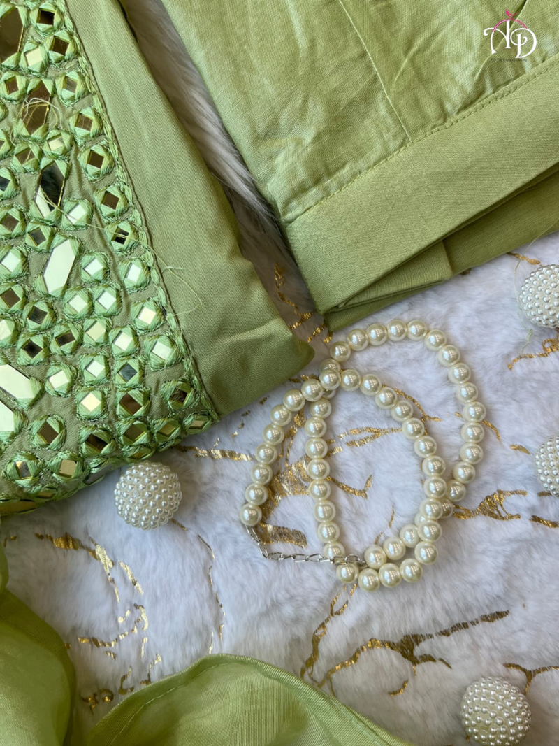Chanderi Silk Suit Set With Real Mirror Style