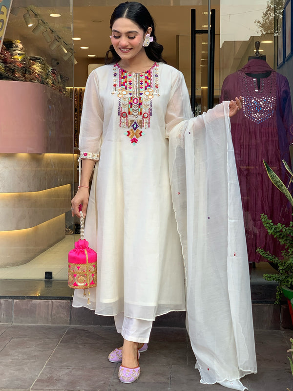 Mirror Work Dresses With Bottom & Dupatta