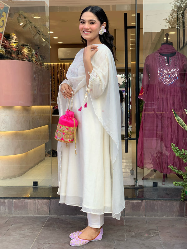 Mirror Work Dresses With Bottom & Dupatta