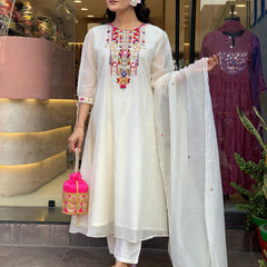 Mirror Work Dresses With Bottom & Dupatta