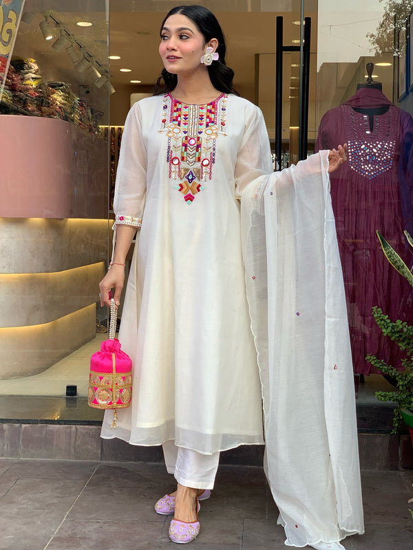Mirror Work Dresses With Bottom & Dupatta