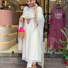 Mirror Work Dresses With Bottom & Dupatta