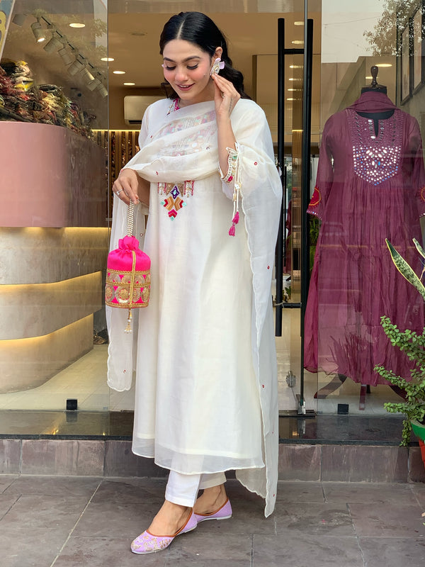 Mirror Work Dresses With Bottom & Dupatta