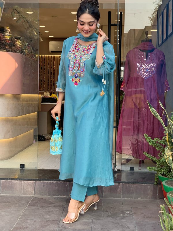 Mirror Work Dresses With Bottom & Dupatta