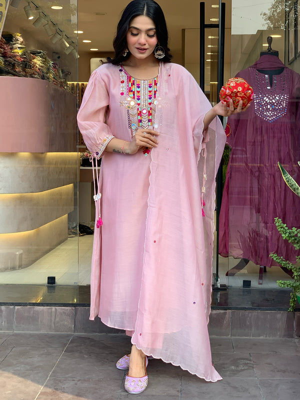 Mirror Work Dresses With Bottom & Dupatta