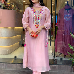 Mirror Work Dresses With Bottom & Dupatta