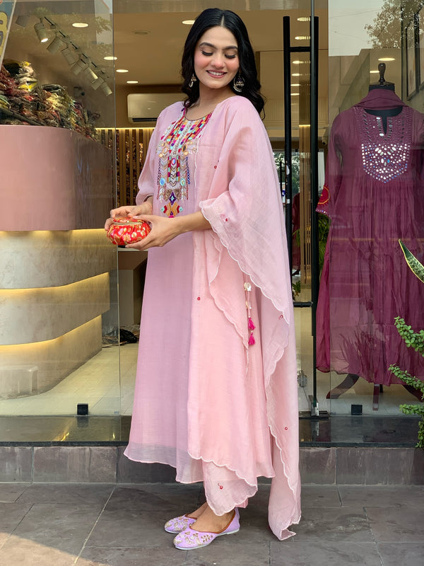 Mirror Work Dresses With Bottom & Dupatta