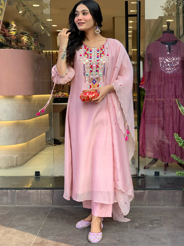 Mirror Work Dresses With Bottom & Dupatta