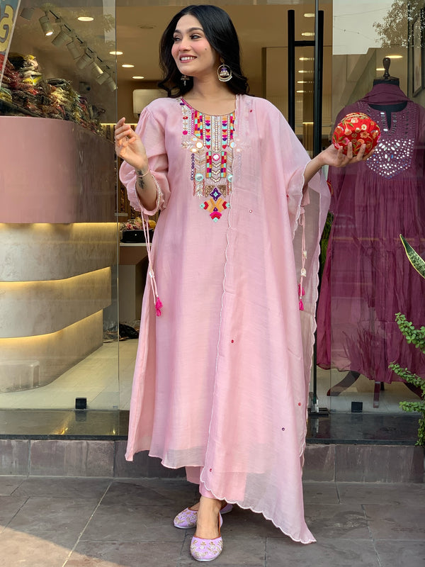 Mirror Work Dresses With Bottom & Dupatta