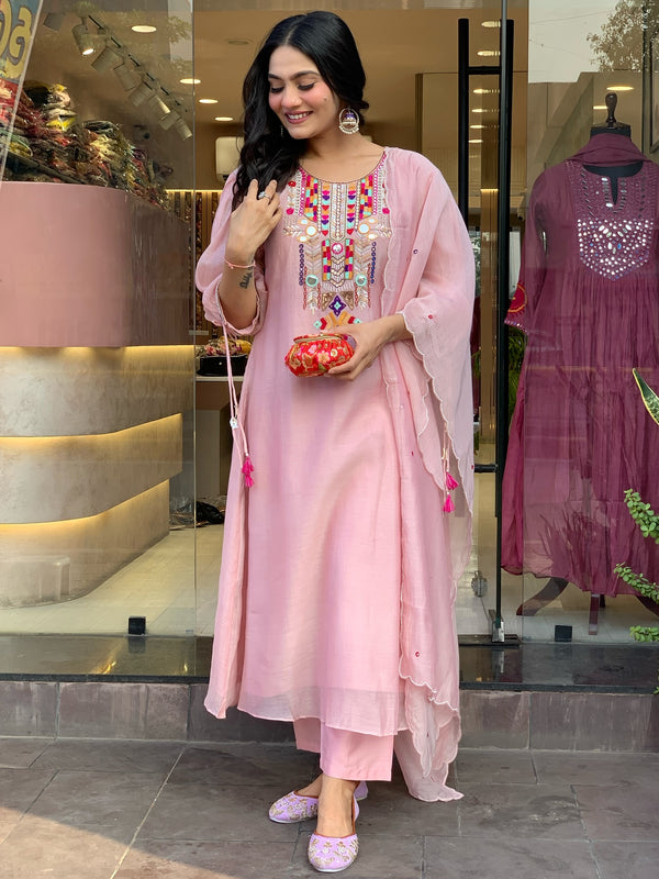 Mirror Work Dresses With Bottom & Dupatta
