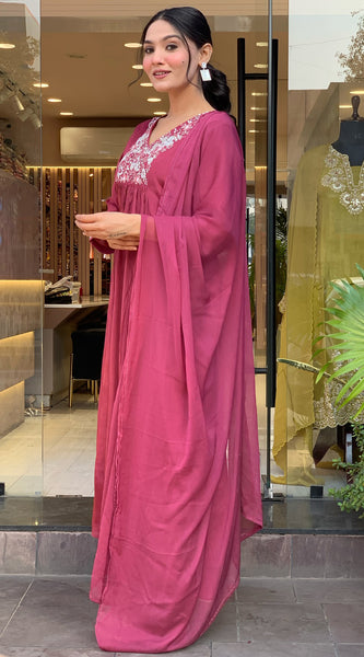 Women’s V-Neck Printed Silk Kurta Set