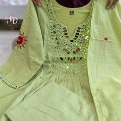 Chanderi Silk Suit Set With Real Mirror Style