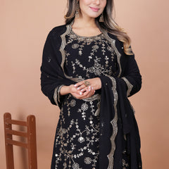 Embroidered Fox Georgette Sharara Suit
