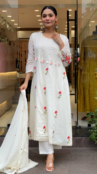 Designer Chanderi Silk Kurta Pant Set