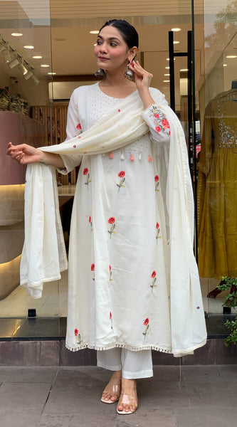 Designer Chanderi Silk Kurta Pant Set