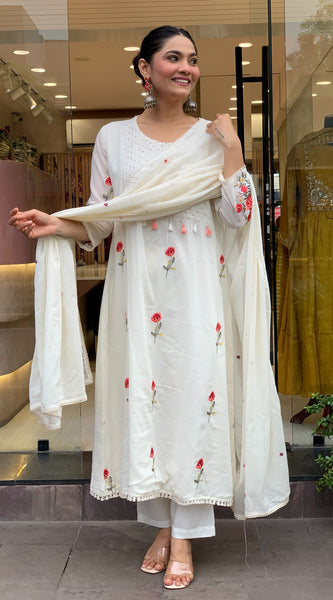 Designer Chanderi Silk Kurta Pant Set