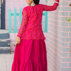 Bandhani Peplum  Embroidered Scallop Edging Western Wear