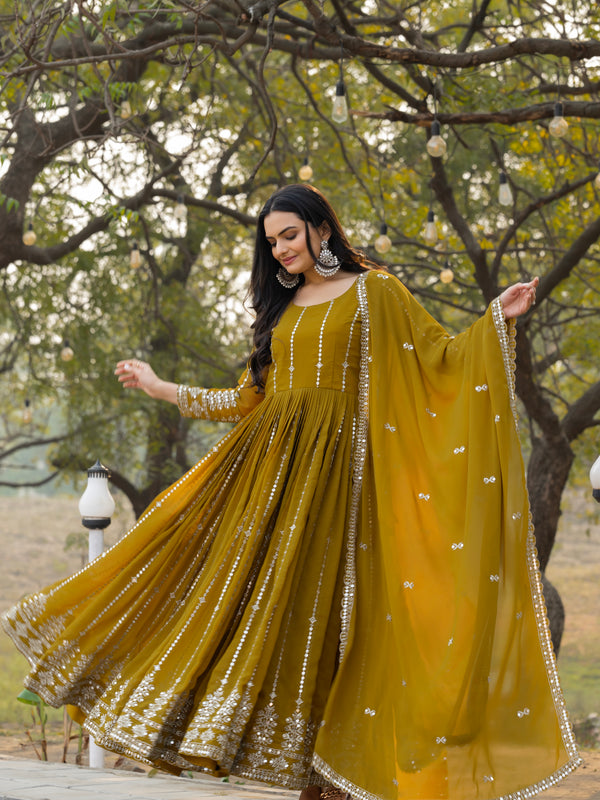 Mirror Work Georgette Lehenga
