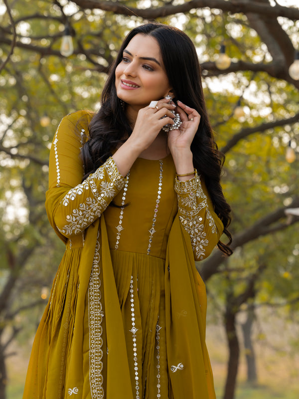 Mirror Work Georgette Lehenga