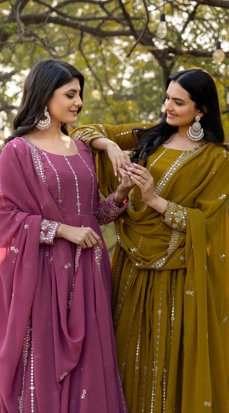 Mirror Work Georgette Lehenga