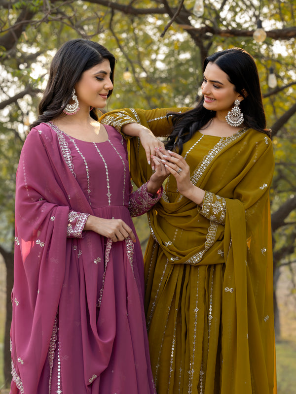 Mirror Work Georgette Lehenga