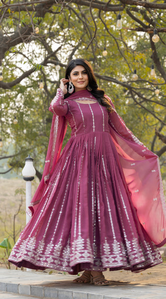 Mirror Work Georgette Lehenga