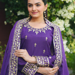 Chinon Gown with Heavy Sequence Embroidery