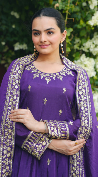 Chinon Gown with Heavy Sequence Embroidery