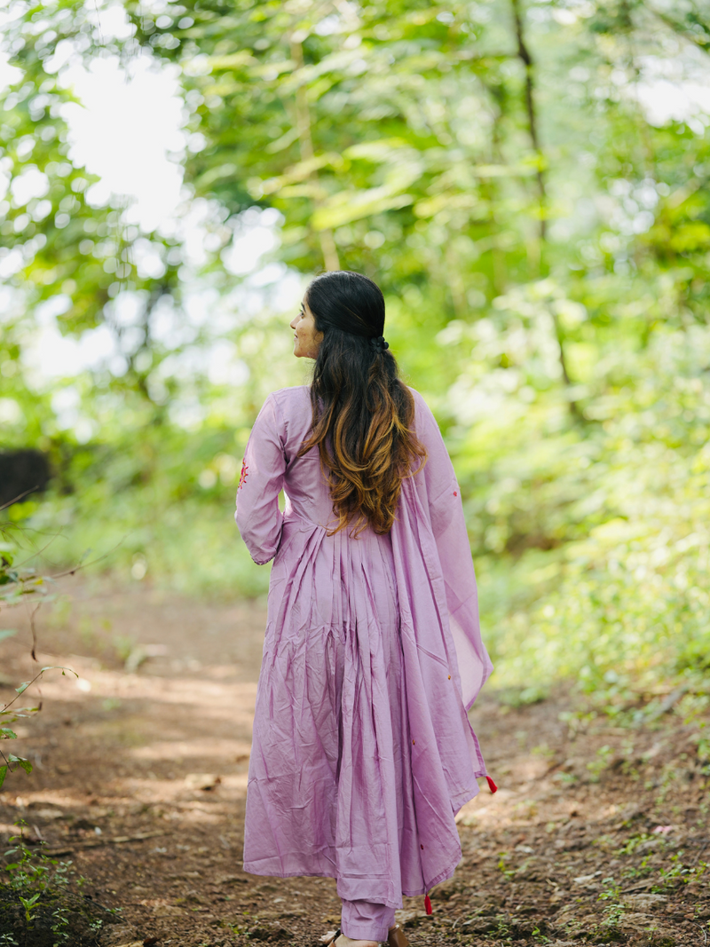 Chanderi Silk Suit Set With Real Mirror Style